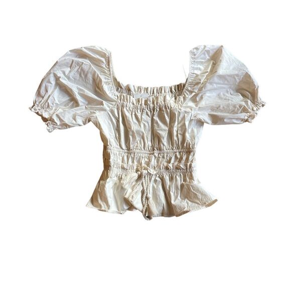 Moon River Tied Front Cotton Peplum Tops Cream Size XS - Picture 9 of 10
